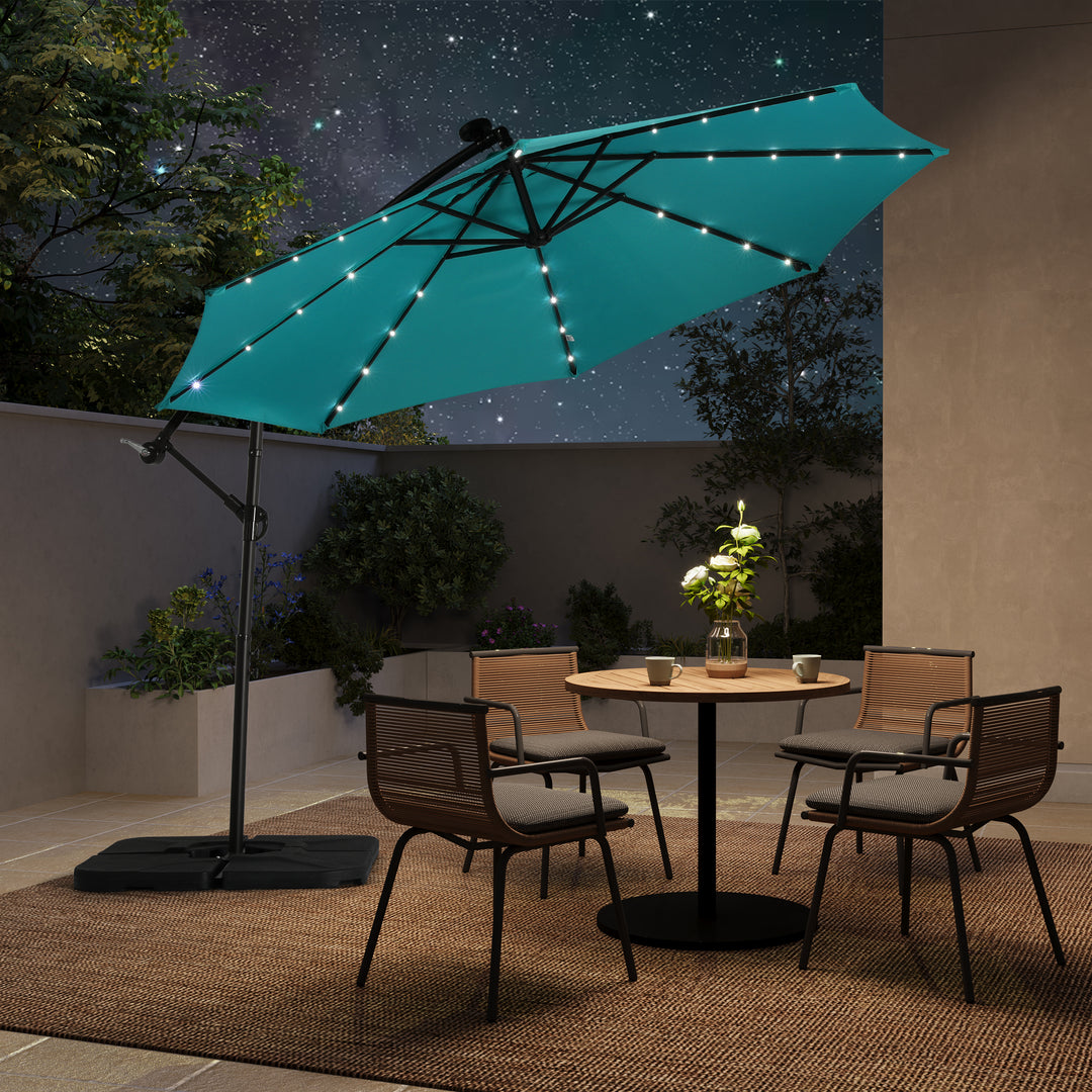 Albert 10 ft. Outdoor / Paito Cantilever Hanging Umbrella with Solar Power LED lights