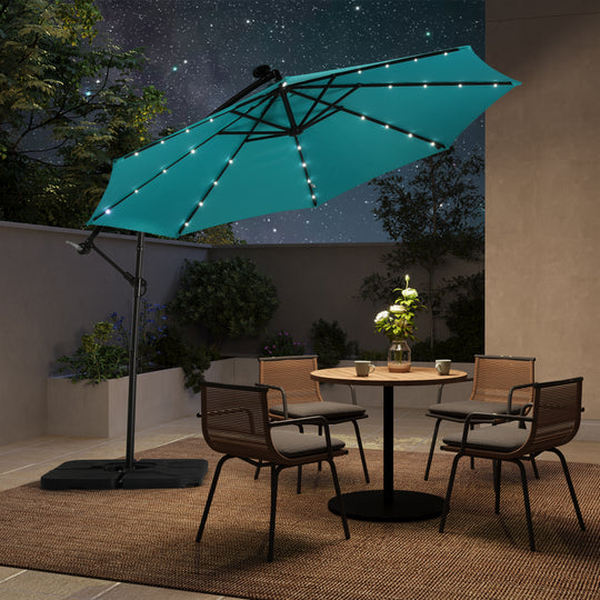 Albert 10 ft. Outdoor / Paito Cantilever Hanging Umbrella with Solar Power LED lights