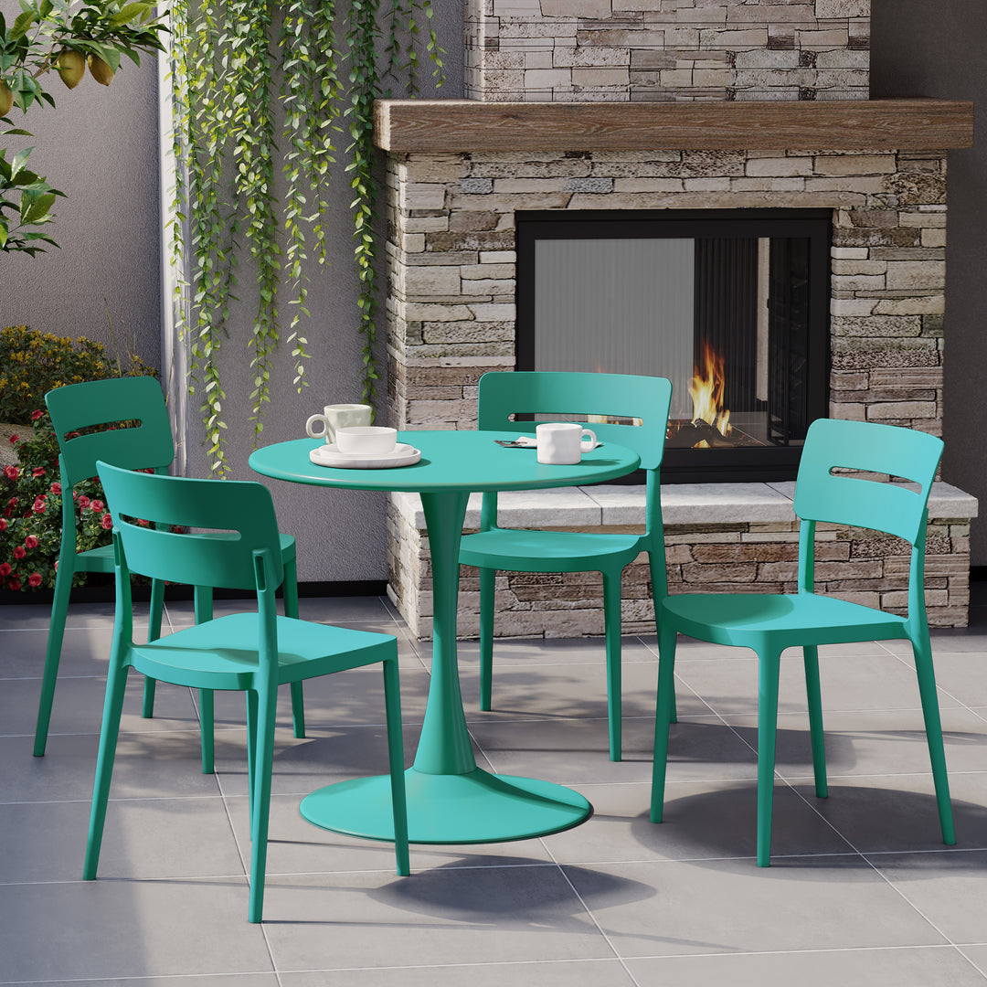 Playa Outdoor Modern Stackable Plastic Patio Dining Chairs (Set of 4)