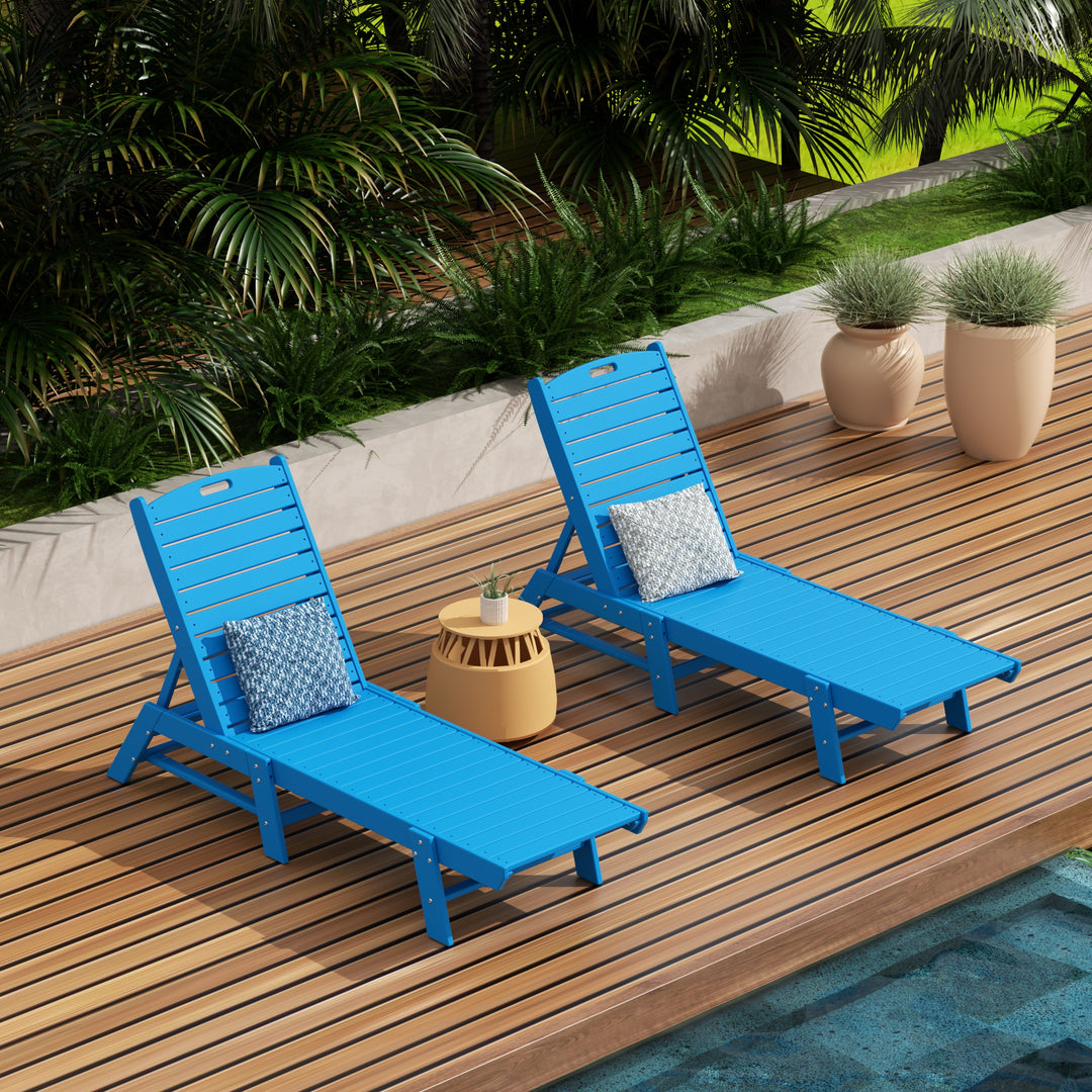 Malibu Poly Reclining Outdoor Patio Chaise Lounge Chair Adjustable (Set of 2)
