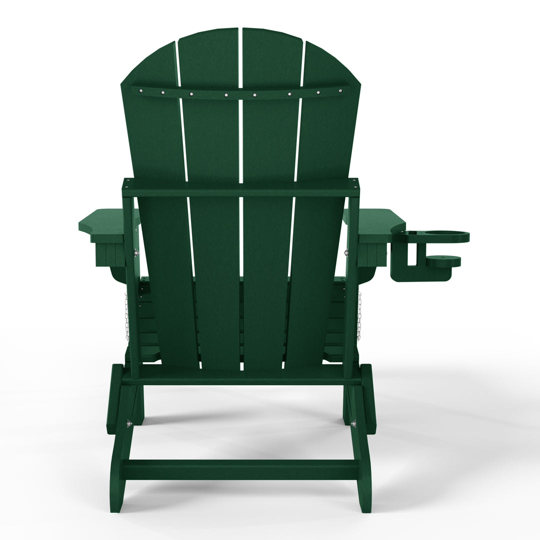 Malibu Folding Adjustable Adirondack Chair with Retractable Ottoman and Cup Holder (Set of 2)