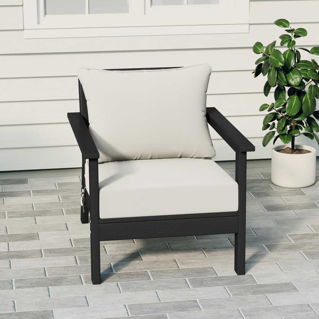 Avalon Outdoor Modern HDPE Patio Club Chair with Deep Seat Cushions
