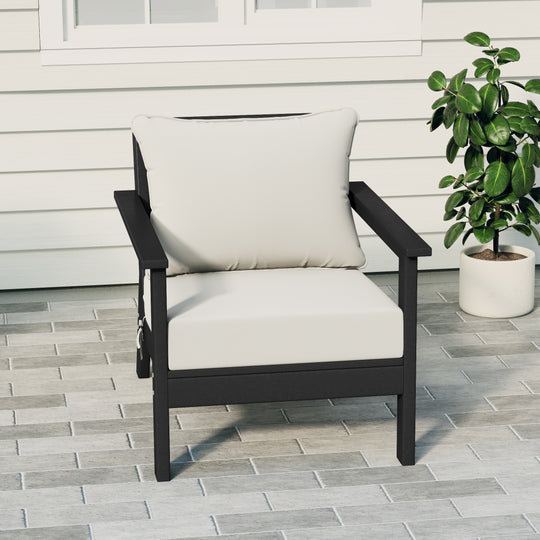Avalon Outdoor Modern HDPE Patio Club Chair with Deep Seat Cushions