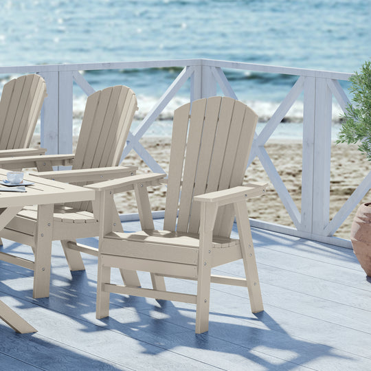 Dylan Outdoor Patio Shell-back Adirondack Dining Chair Weather Resistant