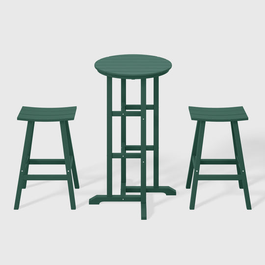 Malibu Outdoor Patio Bar Height Table and Bar Stool 3-Piece Dining Set