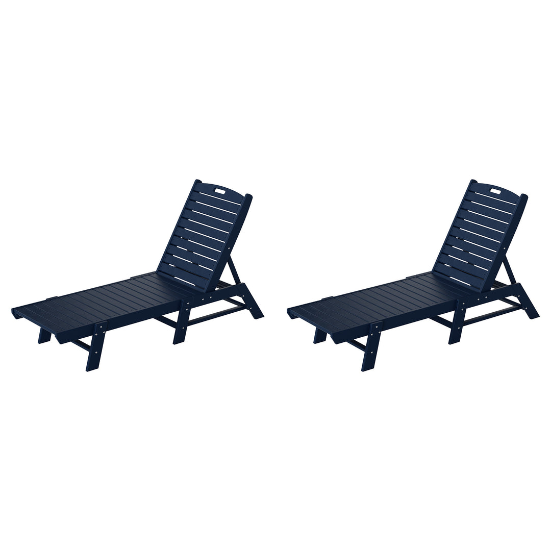 Malibu Poly Reclining Outdoor Patio Chaise Lounge Chair Adjustable (Set of 2)