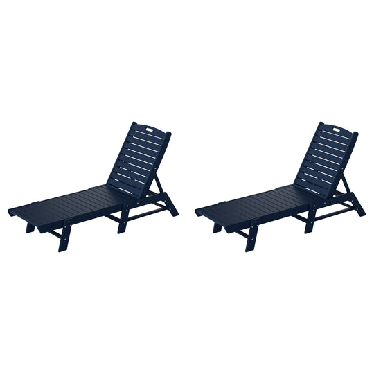 Malibu Poly Reclining Outdoor Patio Chaise Lounge Chair Adjustable (Set of 2)