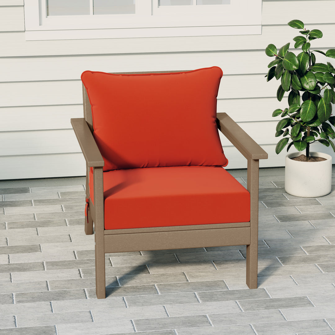 Avalon Outdoor Modern HDPE Patio Club Chair with Deep Seat Cushions