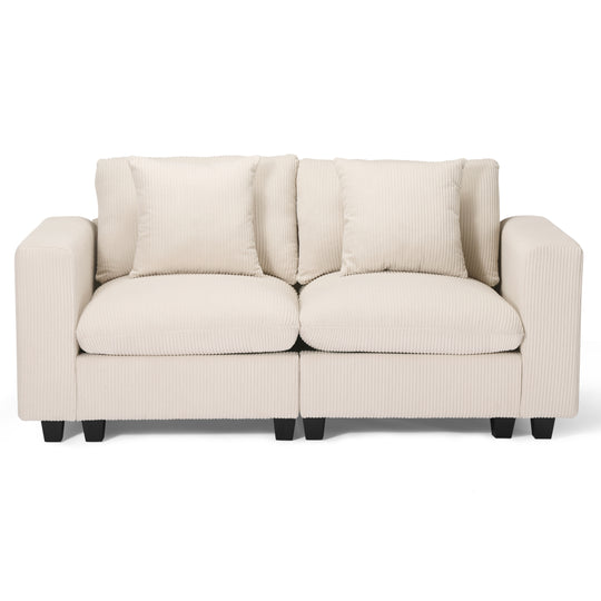 Hearthside 70" Modular Corduroy Loveseat Sofa With USB/Type-C Ports and Side Pockets