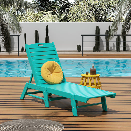 Malibu Poly Reclining Outdoor Patio Chaise Lounge Chair Adjustable