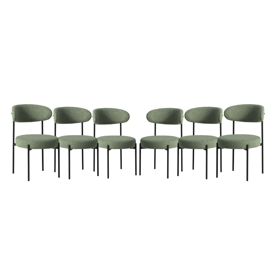 Alexandria Mid-Century Modern Upholstered Sherpa Round Dining Chairs (Set of 6)