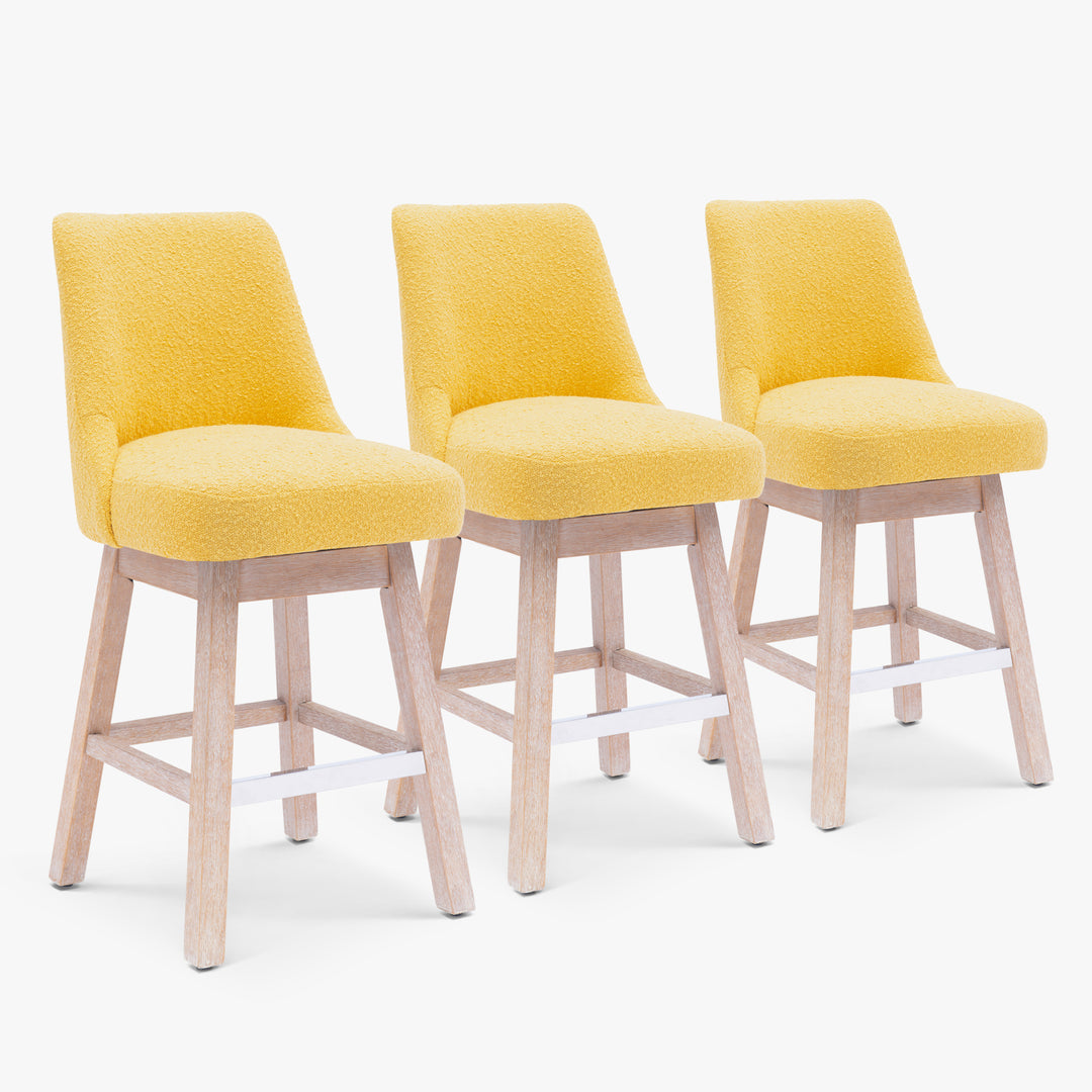 Genevieve 26" Upholstered Swivel Counter Height Bar Stools (Set of 3)