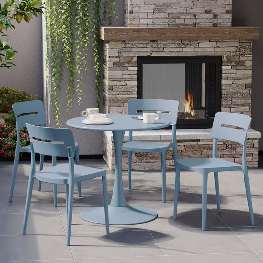 Playa Outdoor Modern Stackable Plastic Patio Dining Chairs (Set of 4)