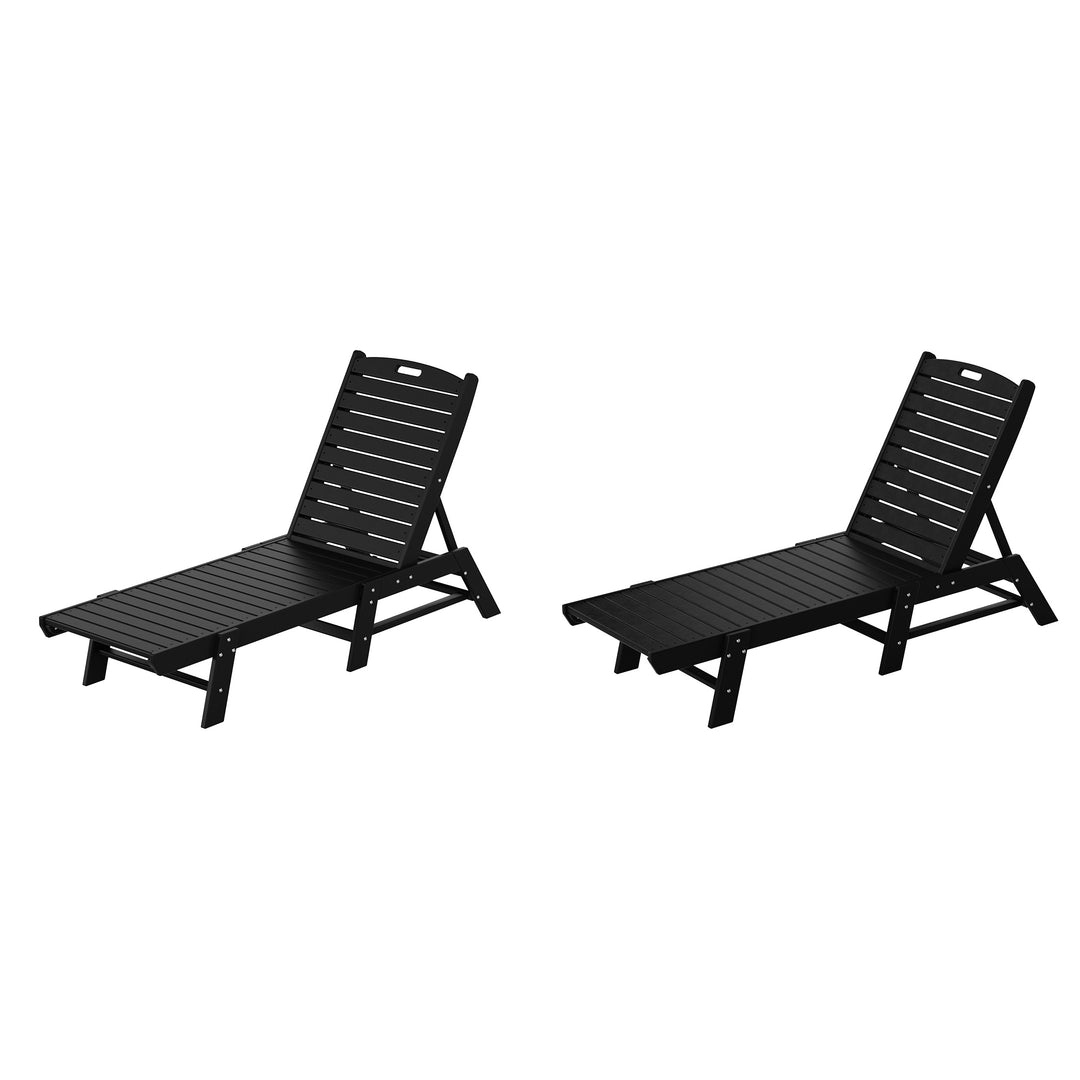 Malibu Poly Reclining Outdoor Patio Chaise Lounge Chair Adjustable (Set of 2)