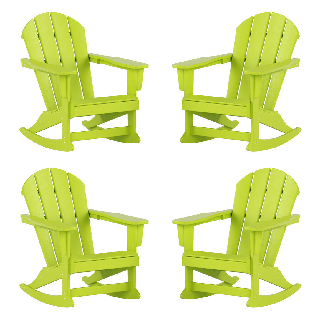 Malibu Outdoor Patio Porch Rocking Adirondack Chair (Set of 4)