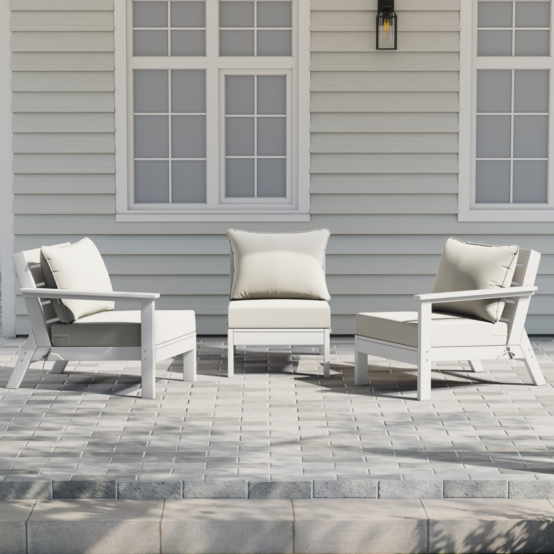 Avalon Outdoor Patio HDPE Sectional Sofa with Patio Cushions