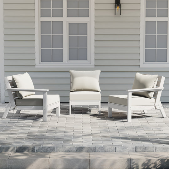 Avalon Outdoor Patio HDPE Sectional Sofa with Patio Cushions