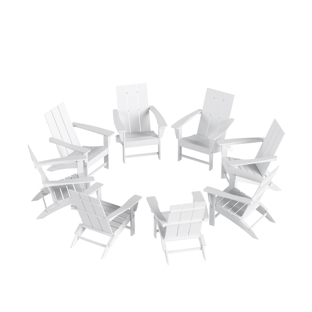 Ashore 8-Piece Modern Poly Folding Adirondack Chair Set