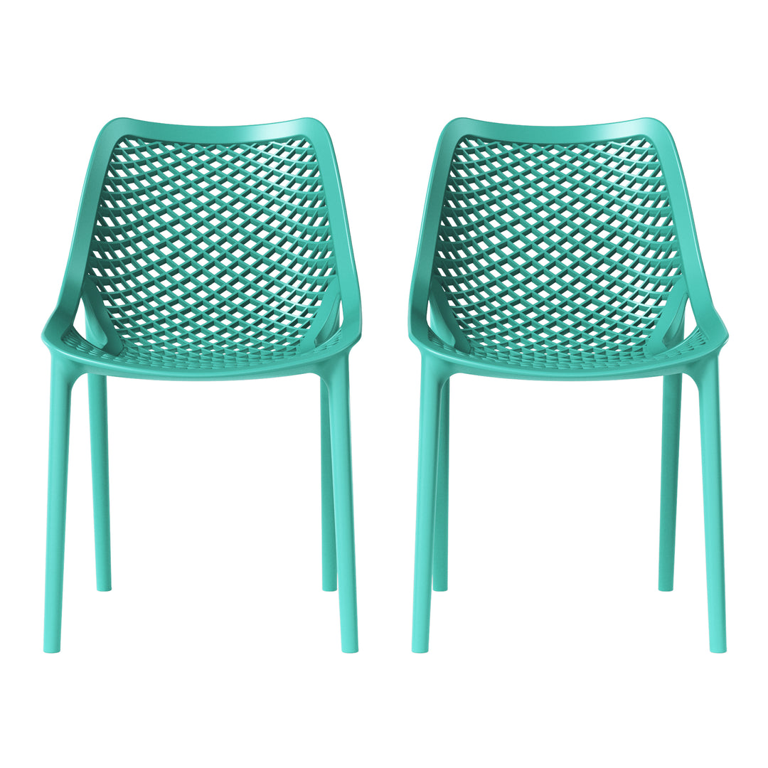 Playa Outdoor Stackable Modern Plastic Dining Chairs (Set of 2)