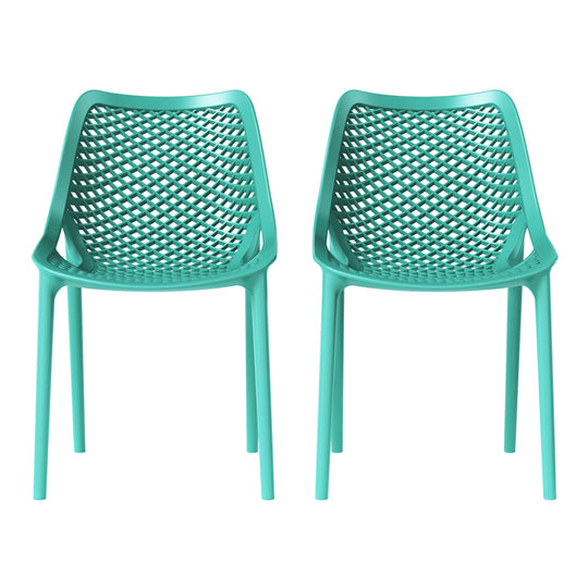 Playa Outdoor Stackable Modern Plastic Dining Chairs (Set of 2)