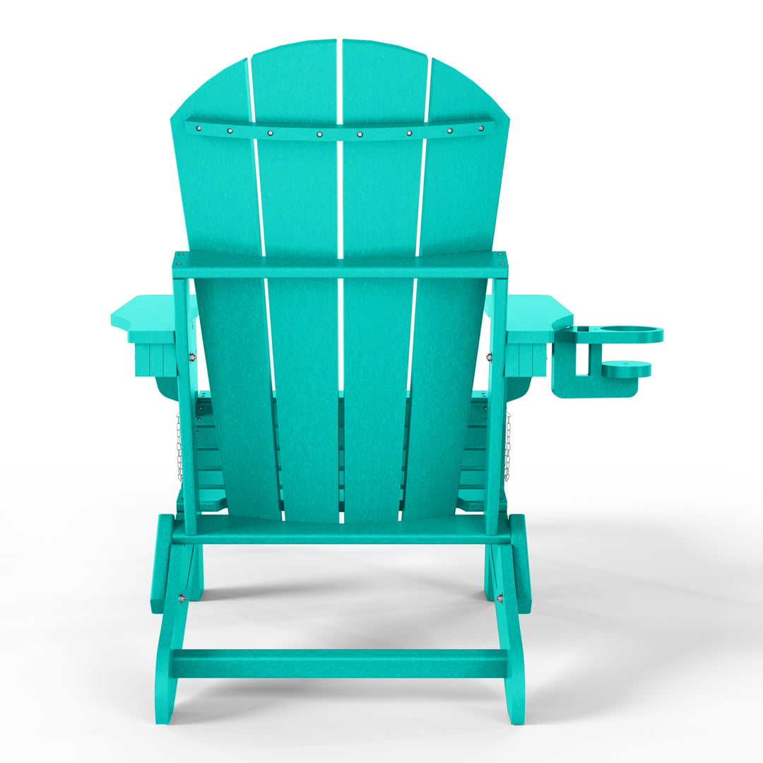 Malibu Folding Adjustable Adirondack Chair with Retractable Ottoman and Cup Holder (Set of 2)