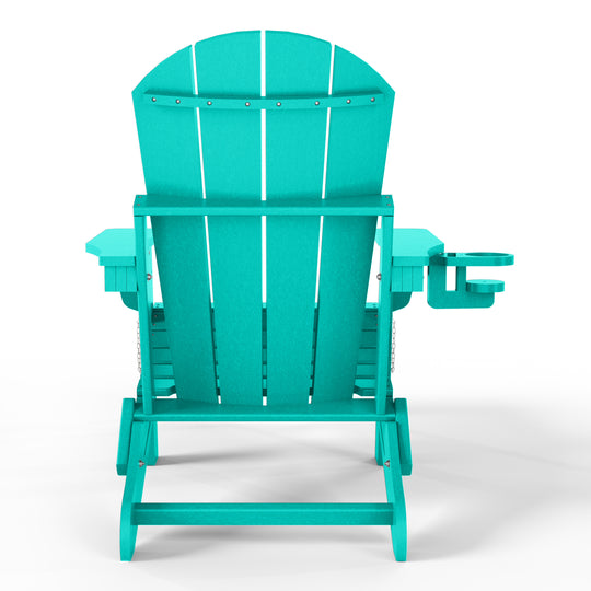 Malibu Folding Adjustable Adirondack Chair with Retractable Ottoman and Cup Holder (Set of 2)