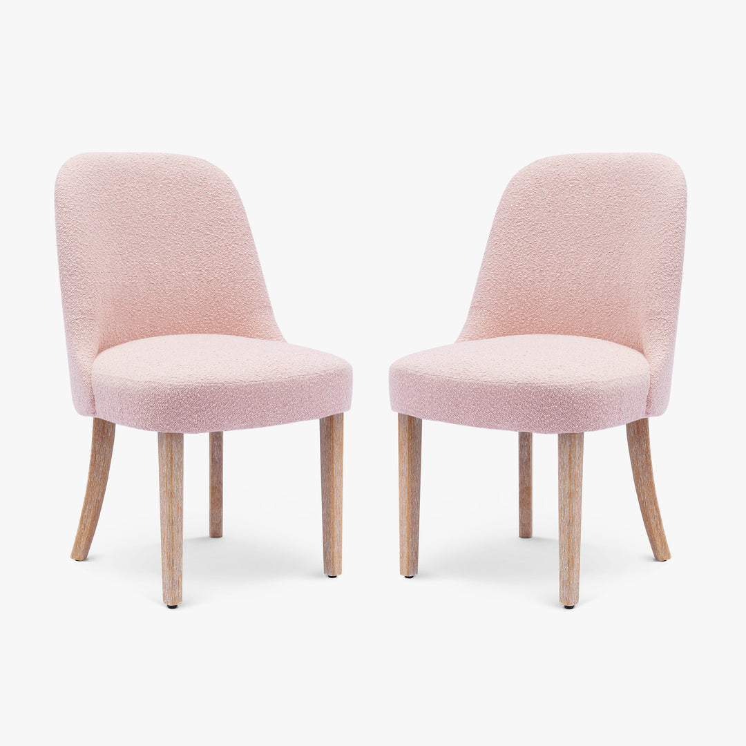 Genevieve Mid-Century Modern Upholstered Boucle Dining Chair (Set of 2)