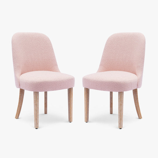 Genevieve Mid-Century Modern Upholstered Boucle Dining Chair (Set of 2)