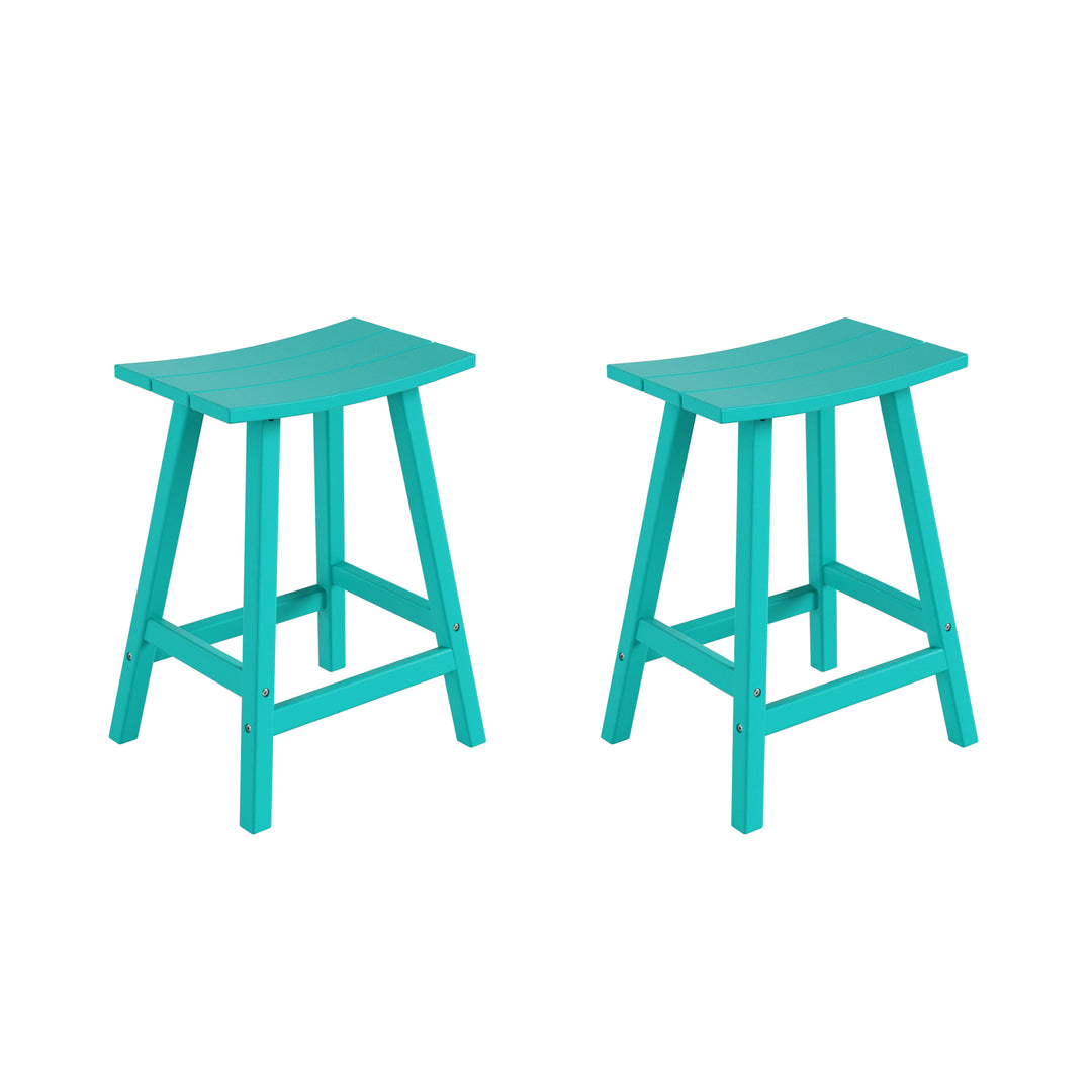 Malibu 2 piece set of 24" height Outdoor / Patio Saddle bar stools