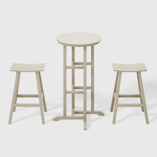 Malibu Outdoor Patio Bar Height Table and Bar Stool 3-Piece Dining Set