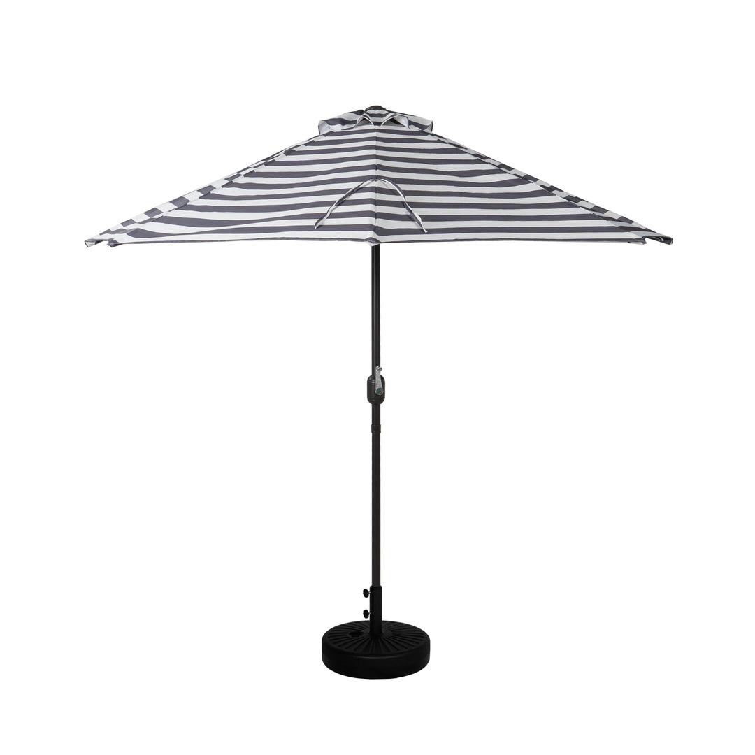 Lanai 9 ft. Aluminum Half Market Crank Lift Patio Umbrella with Black Round Base