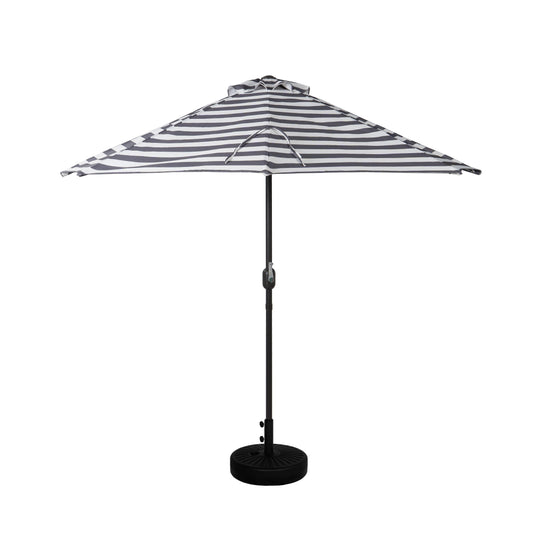 Lanai 9 ft. Aluminum Half Market Crank Lift Patio Umbrella with Black Round Base
