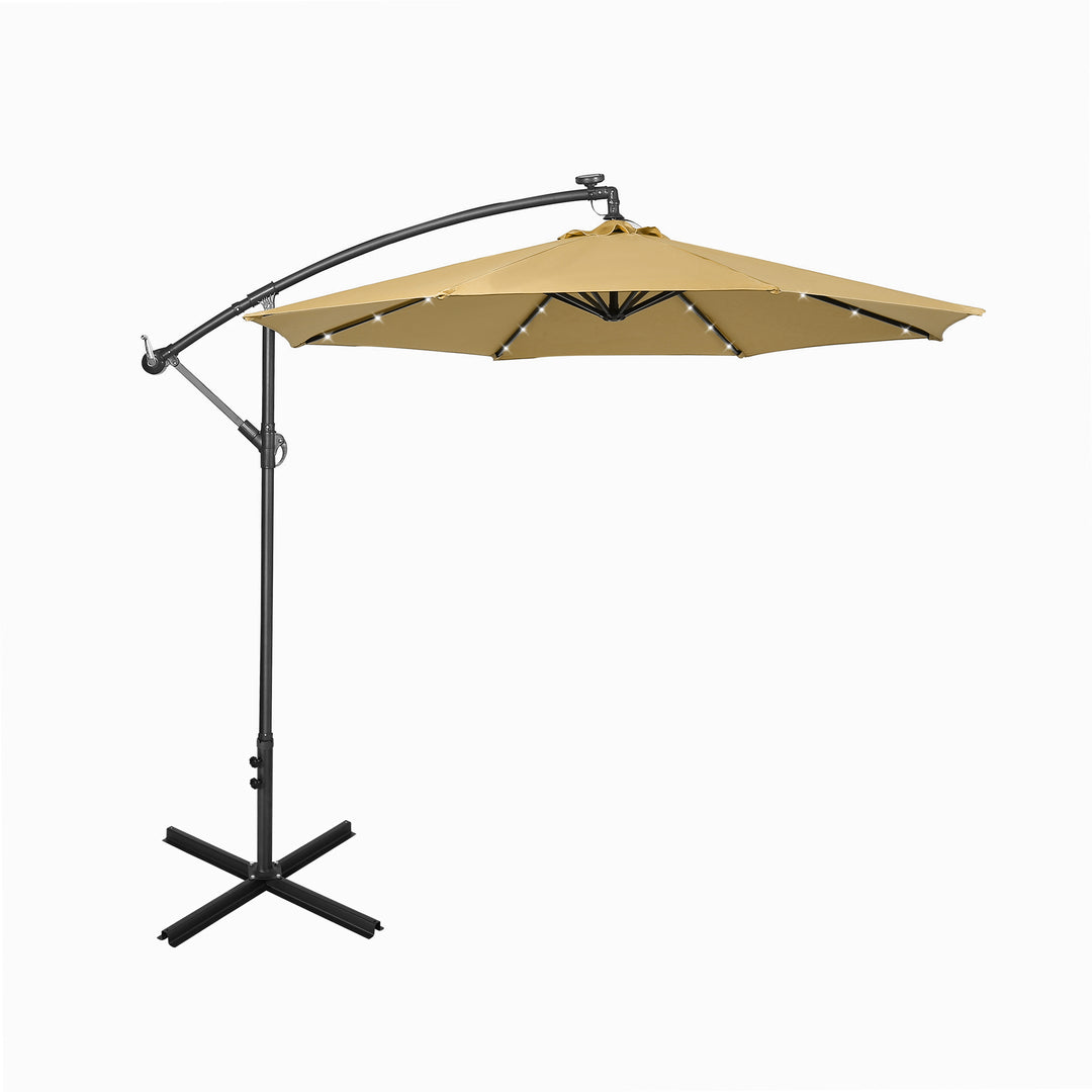 Albert 10 ft. Outdoor / Paito Cantilever Hanging Umbrella with Solar Power LED lights