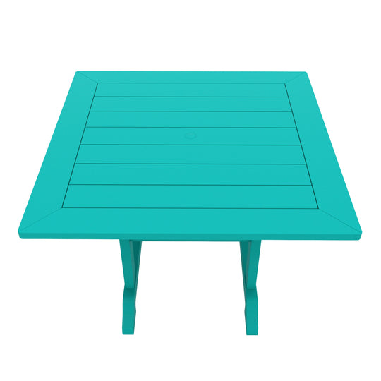Malibu 5-Piece HDPE Square Patio Dining Table Set with Foldable Chairs