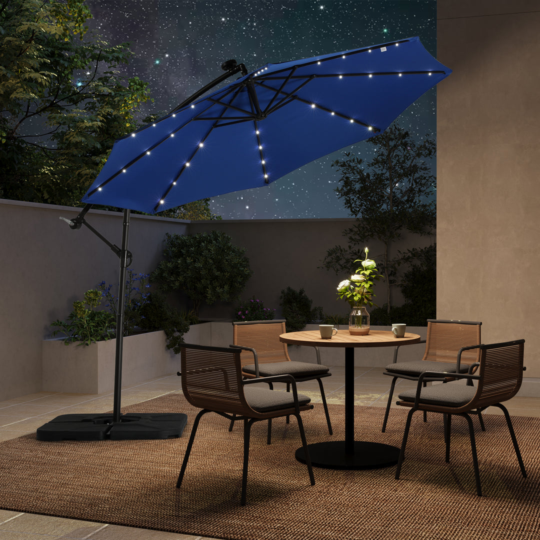 Albert 10 ft. Outdoor / Paito Cantilever Hanging Umbrella with Solar Power LED lights