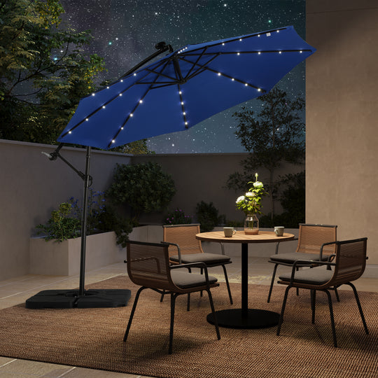 Albert 10 ft. Outdoor / Paito Cantilever Hanging Umbrella with Solar Power LED lights