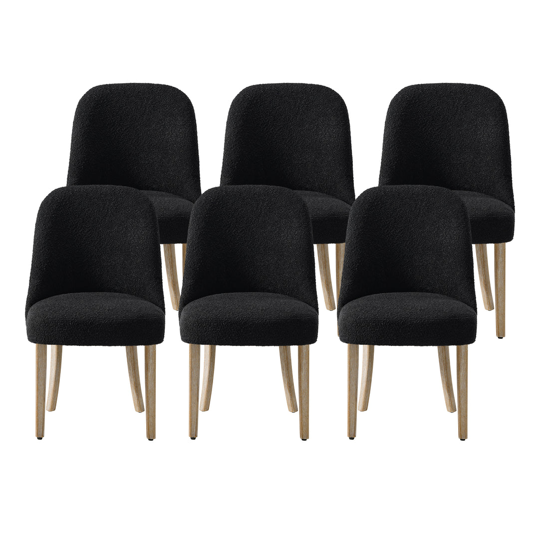 Genevieve Mid-Century Modern Upholstered Boucle Dining Chair (Set of 6)
