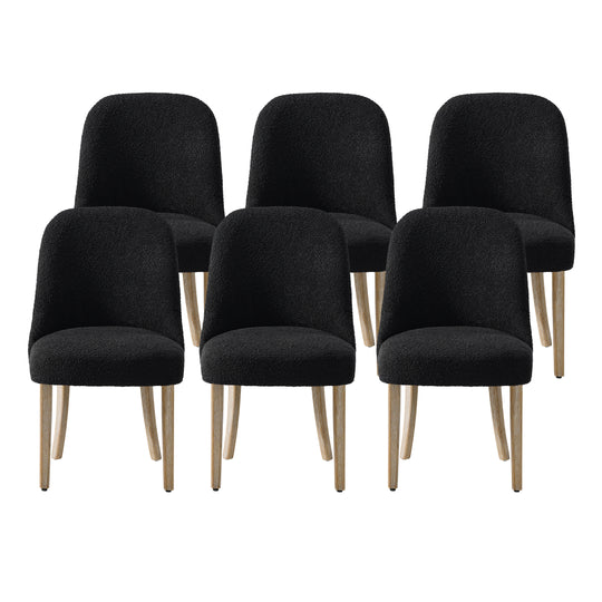 Genevieve Mid-Century Modern Upholstered Boucle Dining Chair (Set of 6)