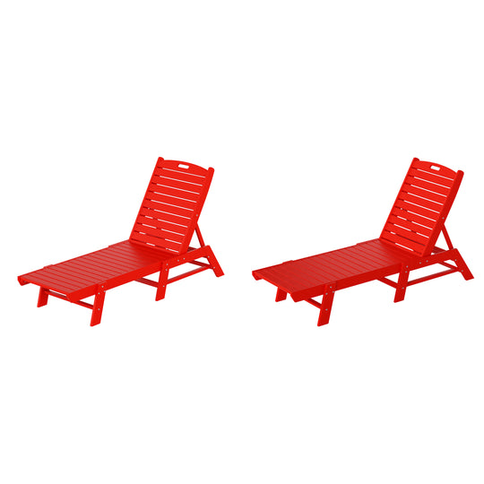 Malibu Poly Reclining Outdoor Patio Chaise Lounge Chair Adjustable (Set of 2)