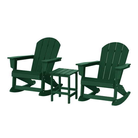 Malibu 3-Piece set Outdoor / Patio Poly Adirondack rocking chairs with a side table ( 2 seater )
