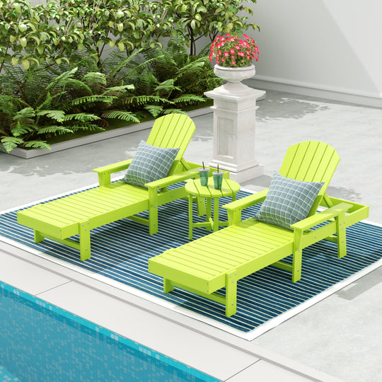 Dylan 3 Piece Adirondack Poly Reclining Chaise Lounge With Arms