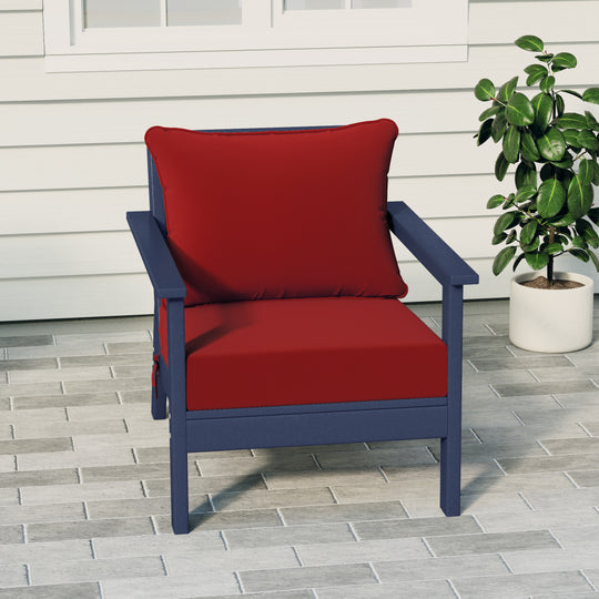 Avalon Outdoor Modern HDPE Patio Club Chair with Deep Seat Cushions