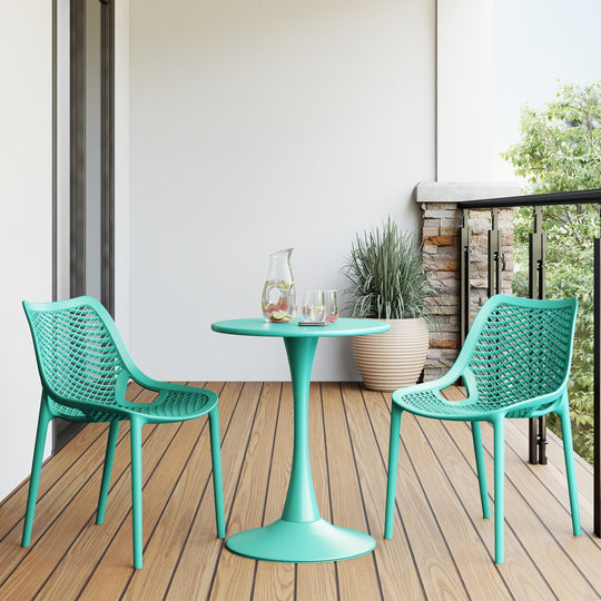 Playa Outdoor Stackable Modern Plastic Dining Chairs (Set of 2)