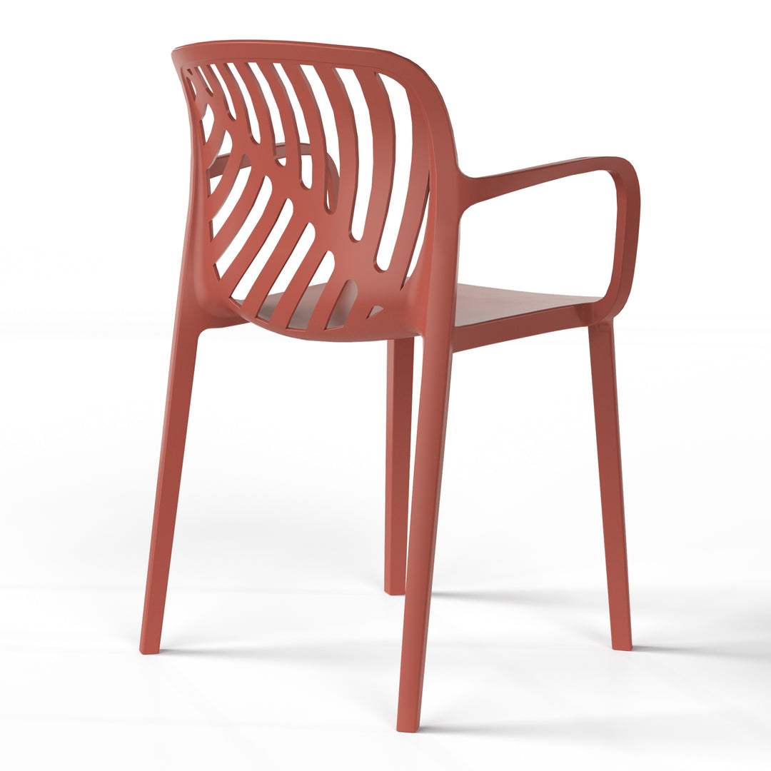 Playa Outdoor Modern Stackable Patio Dining Armchairs (Set of 2)