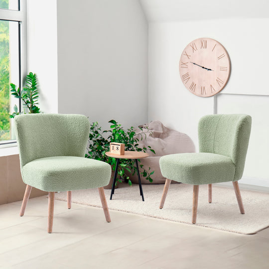 Genevieve 25" Wide Upholstered Boucle Accent Chairs (Set of 2)