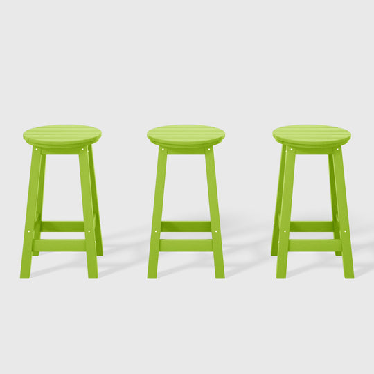 Malibu 24" HDPE Outdoor Patio Round Counter Height Bar Stool (Set of 3)