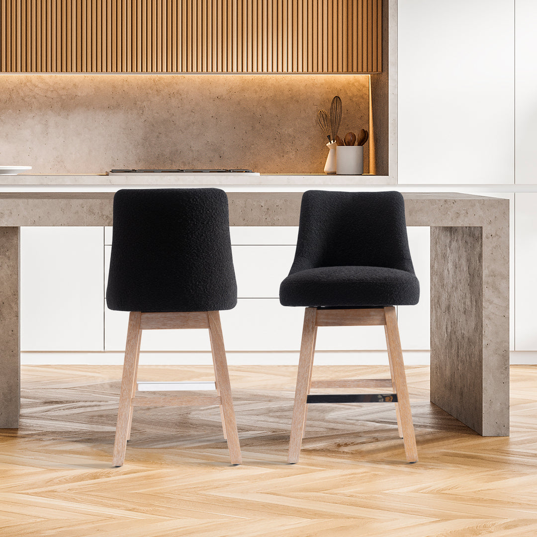 Genevieve 26" Upholstered Swivel Counter Height Bar Stools (Set of 2)