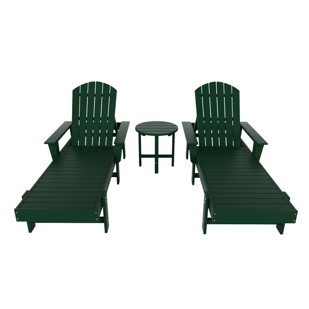 Dylan 3 Piece Adirondack Poly Reclining Chaise Lounge With Arms