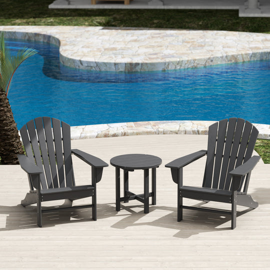 Dylan 3-Piece Outdoor Adirondack Chair with Side Table Set