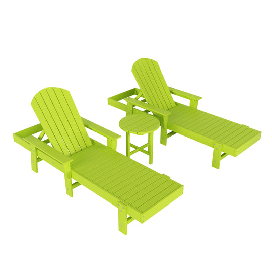 Dylan 3 Piece Adirondack Poly Reclining Chaise Lounge With Arms